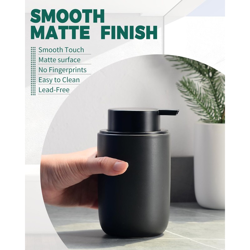 Umlaca Soap Dispenser, Refillable Ceramic Soap Dispenser, 350 ml, Large