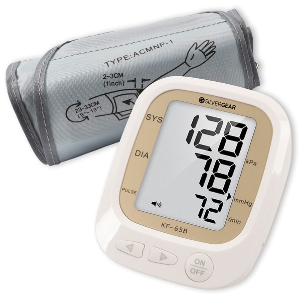 Silvergear® Blood Pressure Monitor Upper Arm Fully Automatic Digital Upper Arm Blood Pressure Monitor with Pulse Measurement and Voice Output 23-33 cm Cuff Smart Blood Pressure Monitor