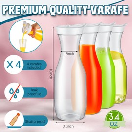 Didaey 74 Pcs Mimosa Bar Supplies 34 oz Plastic Water Carafe with Lids Juice Pitcher Carafes Plastic Champagne Flutes Mimosa Glasses with Wooden Chalkboard Tags Stickers Straws (Gold)