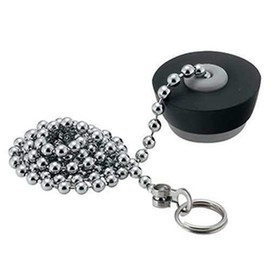 Kakudai Bath Rubber Stopper with Chain Upper Edge 28mm Lower Edge 22mm Height 26mm 491-160