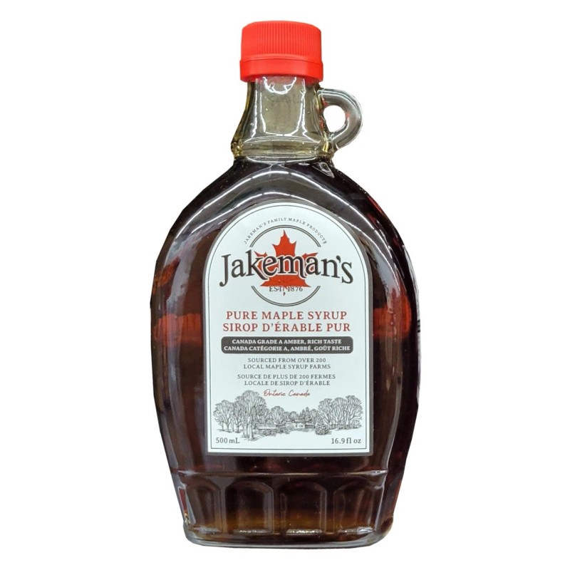 Jakeman's Pure Maple Syrup, Canada Grade A, Amber, 500mL/16.9 fl.