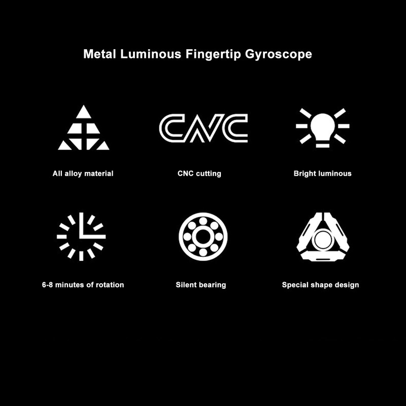 Fingertip Gyroscope Luminous Reduce Anxiety Metal Rotating Decompression Toy for