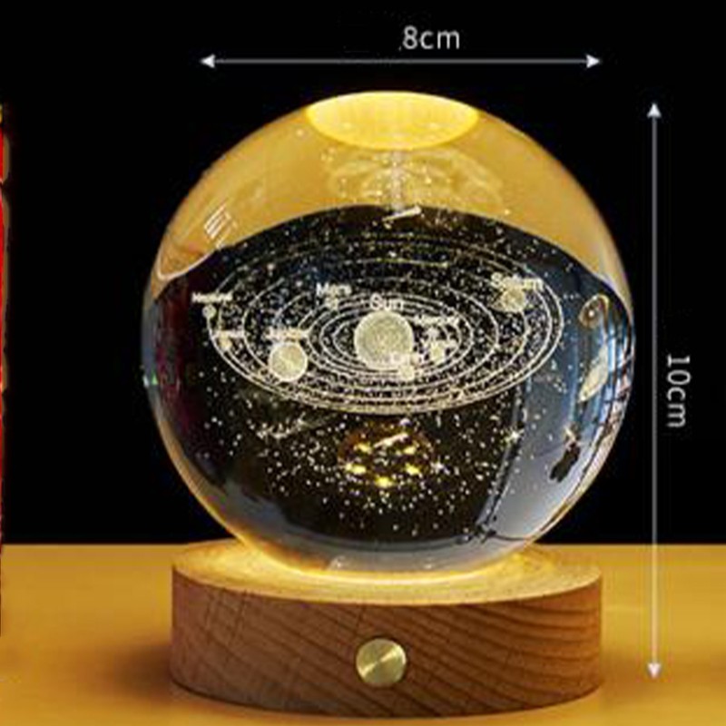 3D Crystal Ball Night Light Rechargeable Battery Soft Light Multifunction