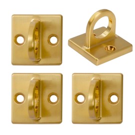 Wall Screw Mount Crowd Control Stanchions Safety barriers Hanging Circle Hook for Twisted Barrier Velvet VIP Rope (1.5x1.5(Square OD) x0.78(Ring ID) in, Gold, 4)