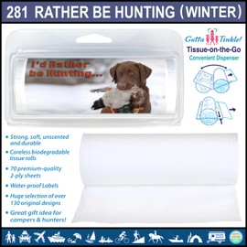 Premium Packable Travel-Size Eco-Friendly Coreless Biodegradable Toilet Paper Rolls | Convenient Plastic Dispenser | Hunting, Camo & Military (3-Pack) (281 Hunting Snow Dog)