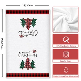 LUYANFX Set of 2 Truck Christmas Trees Tea Towels Christmas Kitchen Towels Tea Towels Cotton Seasonal Merry Christmas Drying Towel - Durable, Absorbent, 18 x 26 Inches