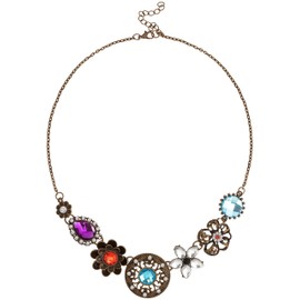 MINACHI Vintage Rhinestone Pendant Necklace, Medieval Sparkle Shiny Flower, Royal Temperament, Christmas Necklace Jewelry for Women