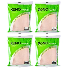 KONO Filter Paper for Corno Type MD-25 Drippers, Brown (For 1 - 2 People), 400 Sheets (100 Sheets Set of 4)