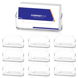 Riisoyu Pack of 10 Acrylic Business Card Holders, Transparent Acrylic Business Card Holder, Business Card Stand, Business Card Stand for Exhibition Stand, Office, Department Store, Counter