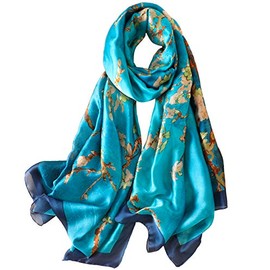 NUWEERIR Womens 100% Large Mulberry Silk Scarf Long Satin Scarf Fashion Lightweight Wraps