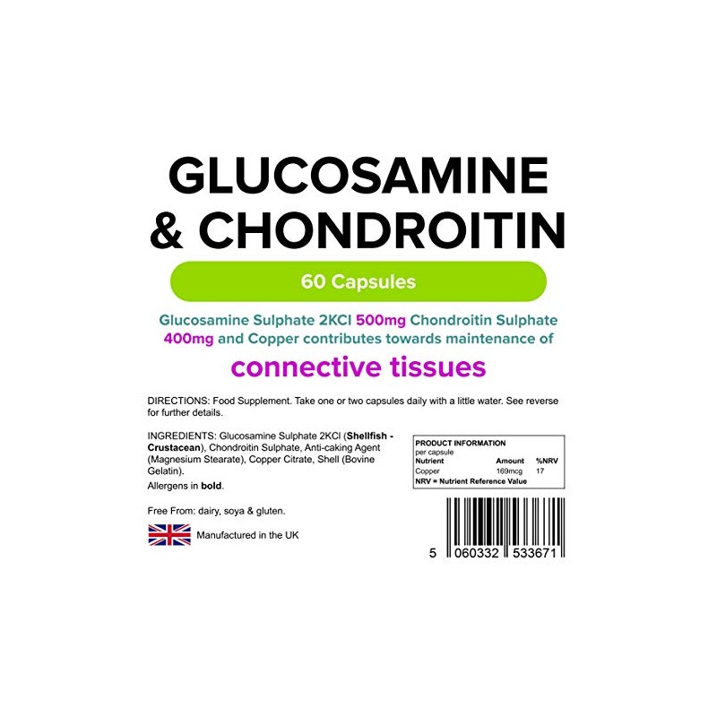 Glucosamine & Chondroitin 60 Capsules for joint care by Lindens