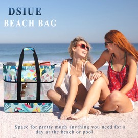 DSIUE Beach Bag with Cooler Waterproof Beach Bags for Women Large Sandproof Beach Tote Pool Bag for Beach Gym Travel