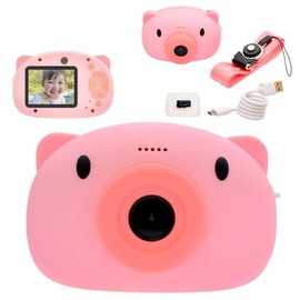 Hi-Tec WEC11-PK-GD Mini Kids Camera, Small Pigs, Pink, Digital Camera, 48 Megapixels, 8x Zoom, 32G, Children's Toy Camera, Cute Compact, Video Shooting Music, Playback, Games, Birthday Gift, Gift