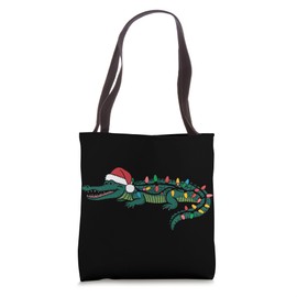 Santa Alligator Christmas Gator Alligator With Santa Hat Tote Bag