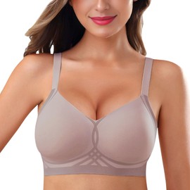 As Fairy Wireless Bra for Women Push Up Full Coverage Seamless Soft Bras with Support Regular and Plus Size (Coffee,M)