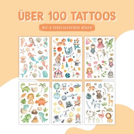 Papierdrachen Pack of 100 Children's Tattoos with Child-friendly Designs, Birthday Present / Gift Idea