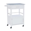 Linon Cayden White Kitchen Cart with Granite Top