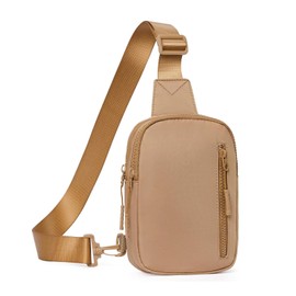 Long Keeper Small Sling Bag Women Sport Compact Crossbody Chest Bags Casual Mini Shoulder Backpack for Travel Hiking Gym Shoulder Bag for Women Men Teens (Nude Brown)