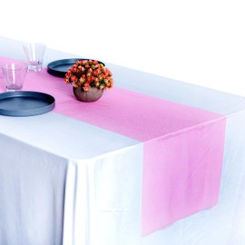 MDS Pack of 30 Wedding 12 x 108 inches Chiffon Table Runner for Wedding, Decorations for Birthday Parties, Banquets, Graduations, Engagements, Runners fit Rectangle, Round Table - Bubblegum Pink