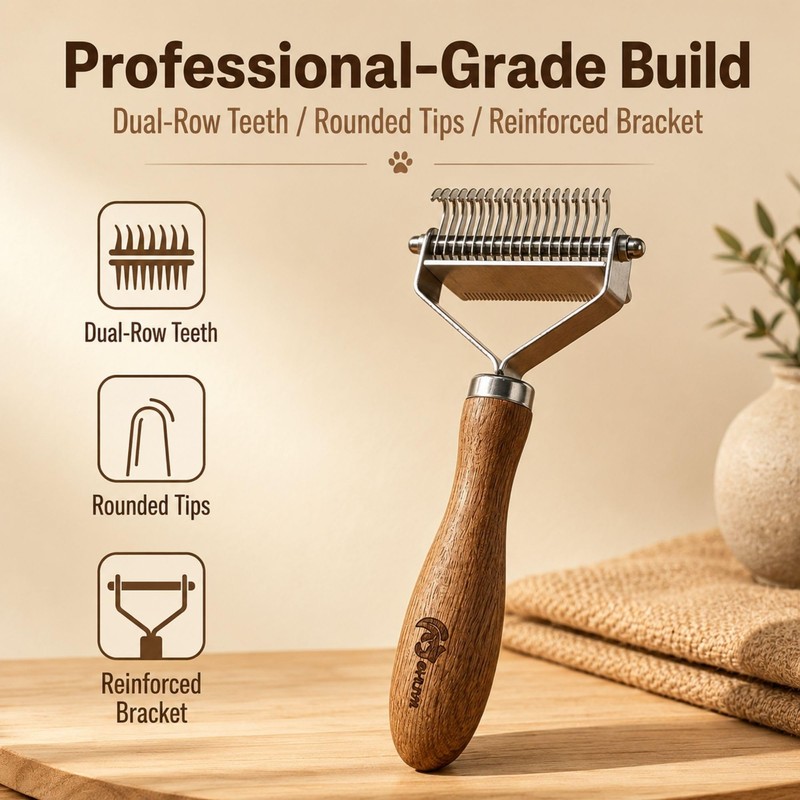 Cat Brush for Long Haired Cats, 2-in-1 Dematting Comb &