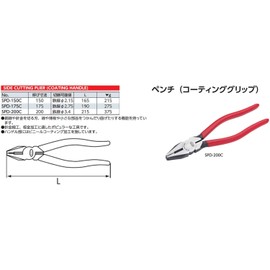 KTC (ke-te-si-) Pliers (Coated Grip) 200 mm spd200 °C