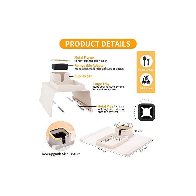 Couch Cup Holder, Silicone Anti-Spill and Anti-Slip Cup Holder for