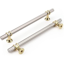 Haliwu 10 Pack Brushed Nickel Cabinet Pulls, Cabinet Handles Brushed Nickel, Barrel Cabinet Handles Gold Kitchen Hardware Pulls, 6-1/4 inch Hole to Hole Center