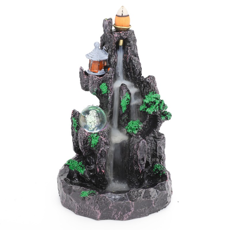 Unique Mountain Water Backflow Incense Burner Holder Home Resin Ornament