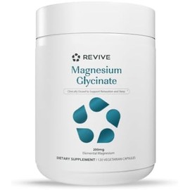 Revive MD- Cápsulas de Glicinato de Magnesio Puro 200mg por Suplemento de Alta Absorción para Relajación y Estrés Rel