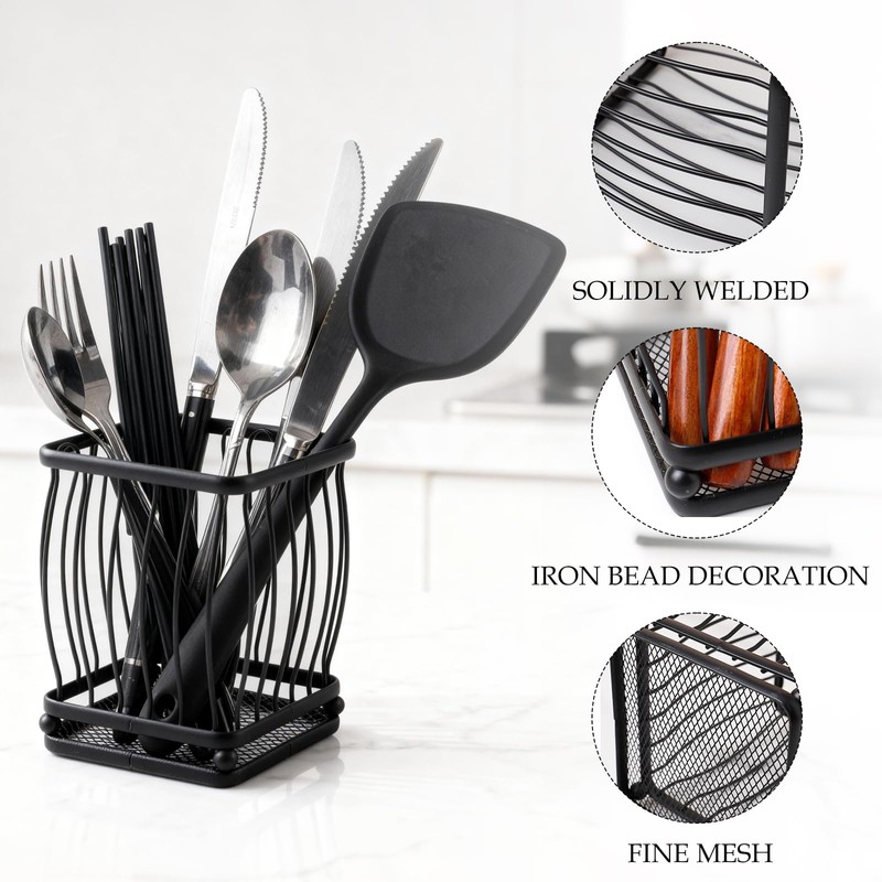 kumet Iron Kitchen Utensil Holder – Countertop Organizer Crock for