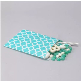 Factory Direct Craft Aqua Quatrefoil Paper Treat Bags  - 100 Pack