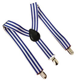Boys' Braces Bow Tie Sets, Elastic Y Design with Strong Clips, Children's Bow Tie Sets, Baby Adjustable Braces for Children from 1-14 Years, White-Blue-Stripes-1, Unit size