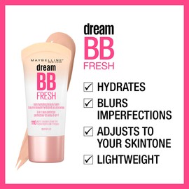 Maybelline Dream Fresh Skin Hydrating BB cream, 8-in-1 Skin Perfecting Beauty Balm with Broad Spectrum SPF 30, Sheer Tint Coverage, Oil-Free, Medium, 1 Fl Oz | MAYBELLINE