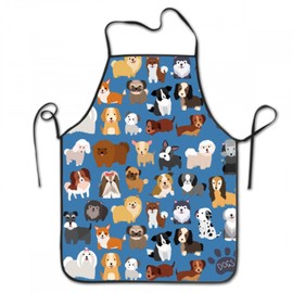 Cafl Cute Dog Apron for Men Women,Cartoon Puppy Aprons Waterproof Suitable for Home Kitchen Cooking Waitress Chef Grill Bistro Baking BBQ