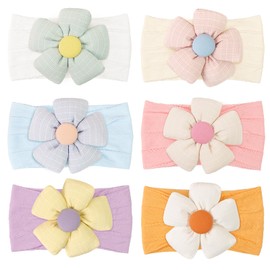 CÉLLOT 6 Pcs Baby Flower Headbands Baby Girls Nylon Headbands Soft Hairbands Hair Accessories for Newborn Infant Toddler Babies