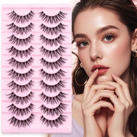 False Eyelashes Fluffy Look Strip Lashes Mink Wispy Fake Lashes Charming Fake Eyelashes By GEMERRY, 10 Pairs