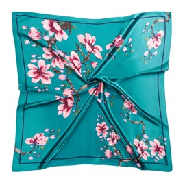QIUTIMIY 35"x35" Like Silk Head Scarf for Women Satin Feel Large Square Scarf for Hair Wrapping and Sleeping Fashion Bandana((90cm) Square Scarf 12)
