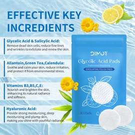 Glycolic Acid Pads 10% Exfoliating Pad for Face,Exfoliating Pads with Salicylic Toner Pad With Acid Aloe Vitamin E Deep Cleaning Effect Peeling Gentle for Sensitive Skin (2pc)