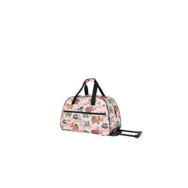 LUCAS Designer Carry On Luggage Collection - Lightweight Pattern 22 Inch Duffel Bag- Weekender Overnight Business Travel Suitcase with 2- Rolling Spinner Wheels (PINK, 22in)