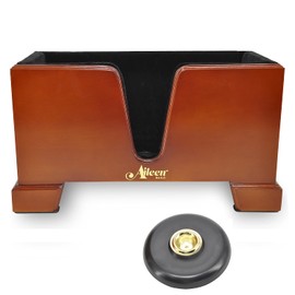 Aileen STC02 4/4 Full Size Burgundy Wooden Cello Box Stand, Black Premium Velvet Plush Interior Including Bow Holder with Anti-Slip Mat