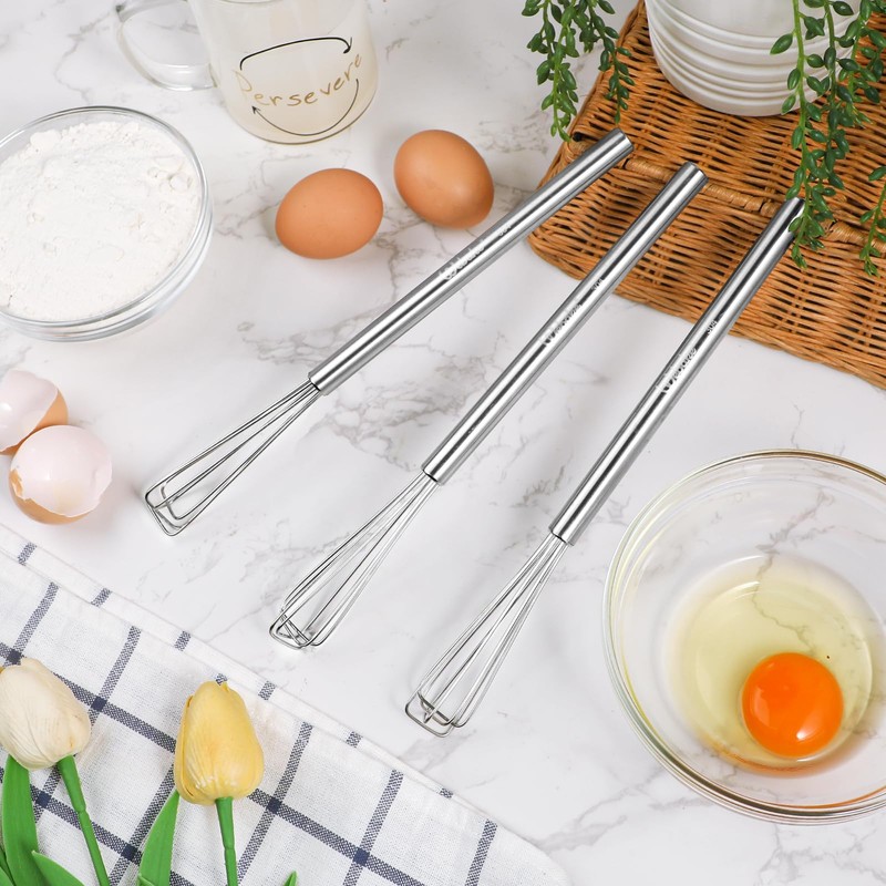 Webake Stainless Steel Whisk Mini Whisk 3 Pcs Long Egg