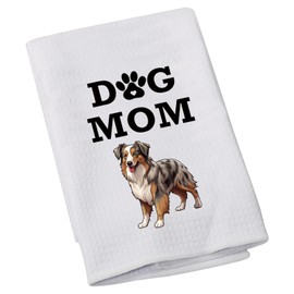 LEVLO Australian Shepherd Lovers Towel Gift Dog Mom Kitchen Towel Australian Shepherd Owner Mom Gift (Australian Shepherd-DM)