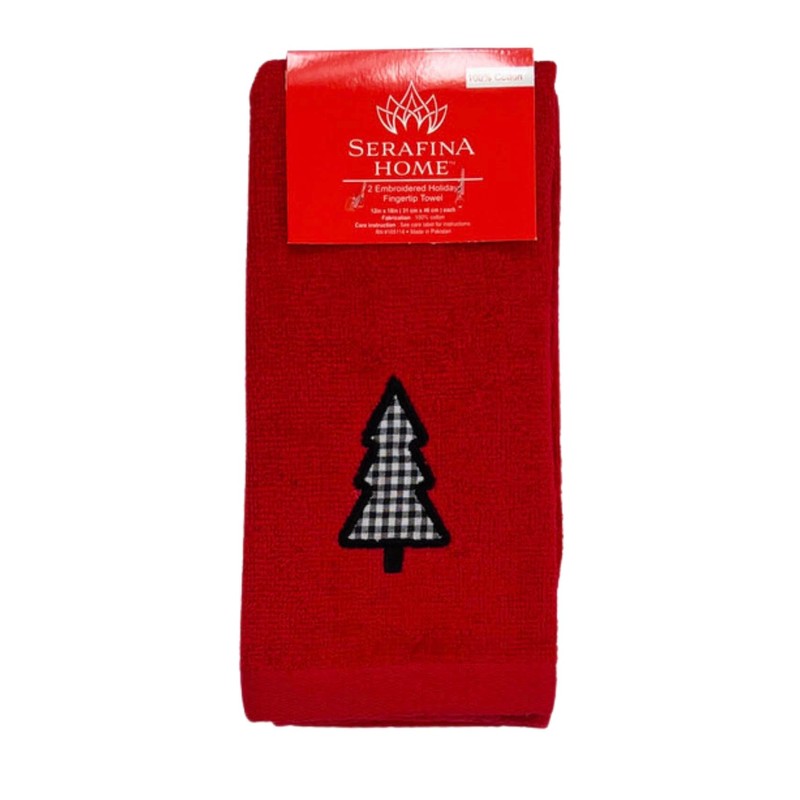 Decorative Christmas Theme Red Towel Set: Luxury Bathroom Fingertip Towels,