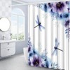 Retro Floral Dragonfly Shower Curtain Spring Blue Purple Flowers and