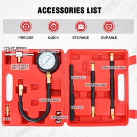 Nilight Fuel Pressure Gauge Tester Kit, 0-100 PSI Fuel Injection Pump Pressure Gauge Petrol Engine Diagnostic Tester for Car Truck Motorcycle SUV ATV RV, 9PCS