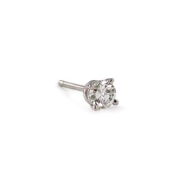 Diamond Wish 14k White Gold Round SINGLE Diamond Stud Earring (1/8cttw, J-K, I2-I3) 4-Prong Basket set with Push-back
