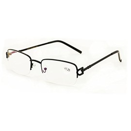 V.W.E. Rectangular Half Rim Metal Reading Glasses With Anti-reflective AR Coating (Black, 2.75)