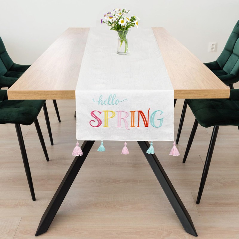 Decorae Spring Table Runner, Hello Spring Easter and Seasonal Fabric