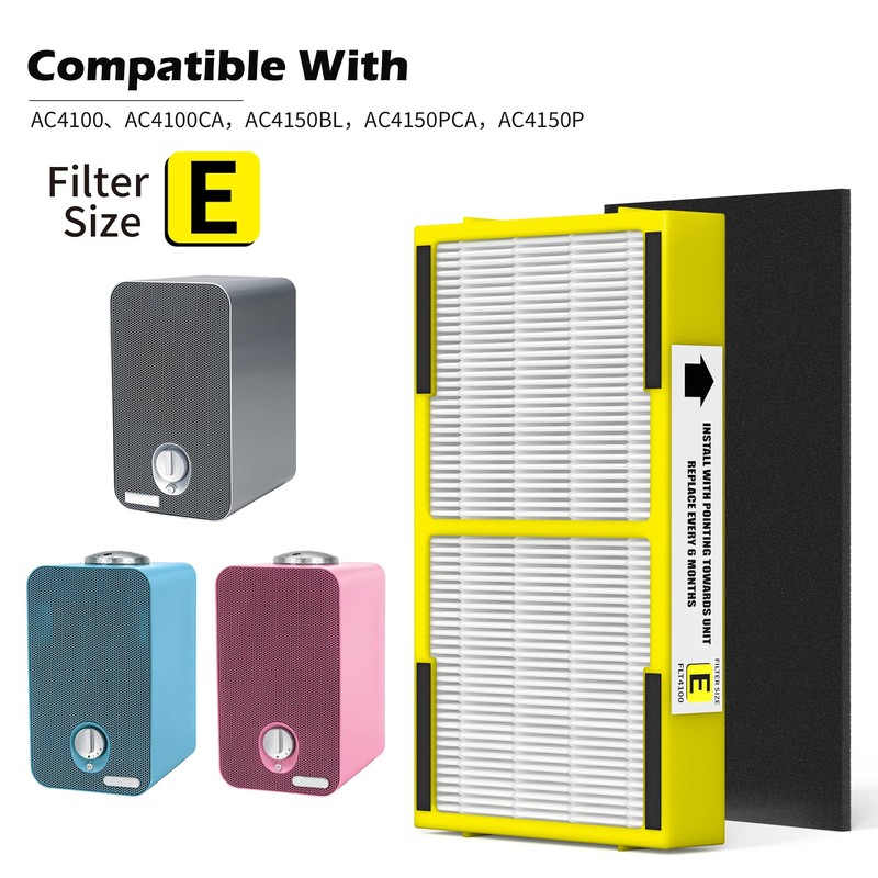 VALZONE 4 Pack FLT4100 HEPA Replacement Filter Size E Compatible