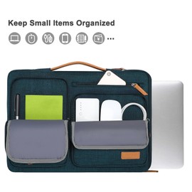 MOSISO 360 Protective Laptop Sleeve Compatible with MacBook Air 13 inch M3 M2 M1 2024-2018 / Pro 13 inch 2024-2016 / Surface Pro 9/8/7/6/X/5/4/3,Side Open Bag with 4 Zipper Pockets&Handle, Teal Green